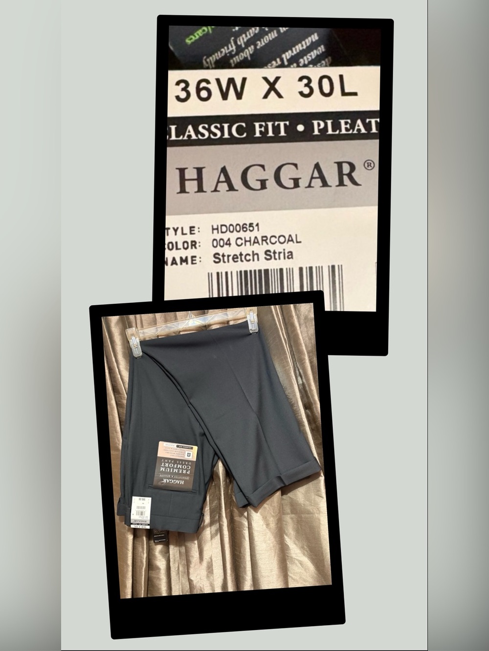 Haggar Charcoal Dress Pants with Cuffed Hem #1848